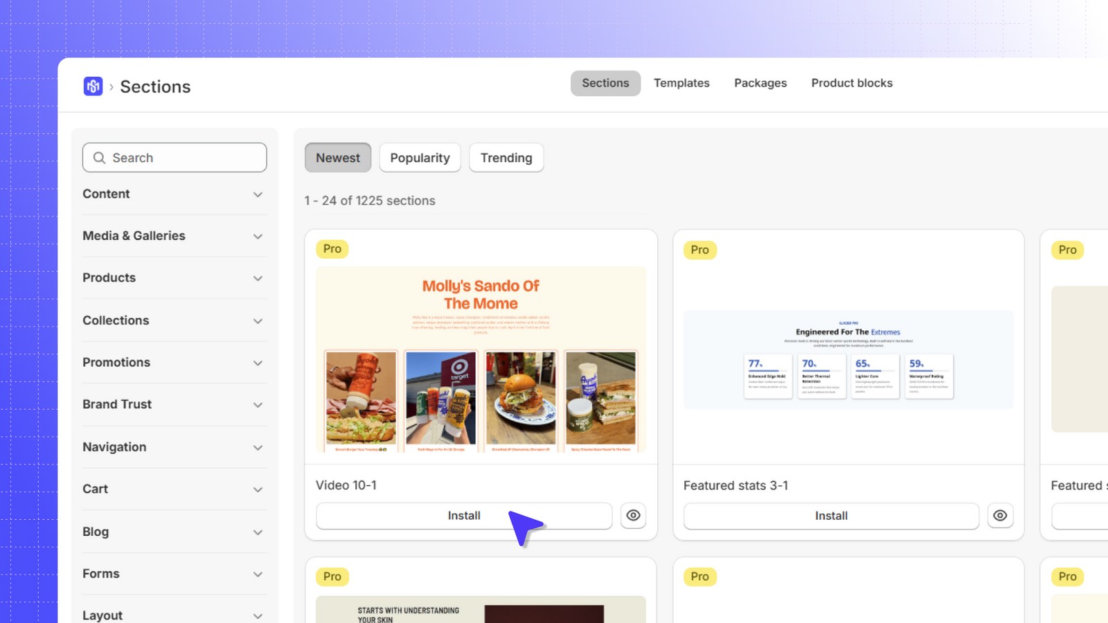 Smind Sections — app screenshot