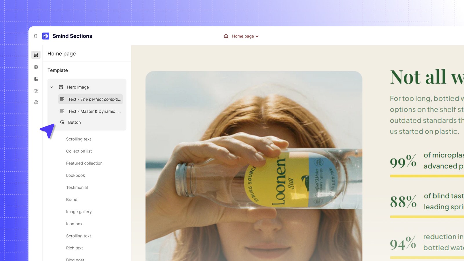 Customize any section right in Shopify's theme editor