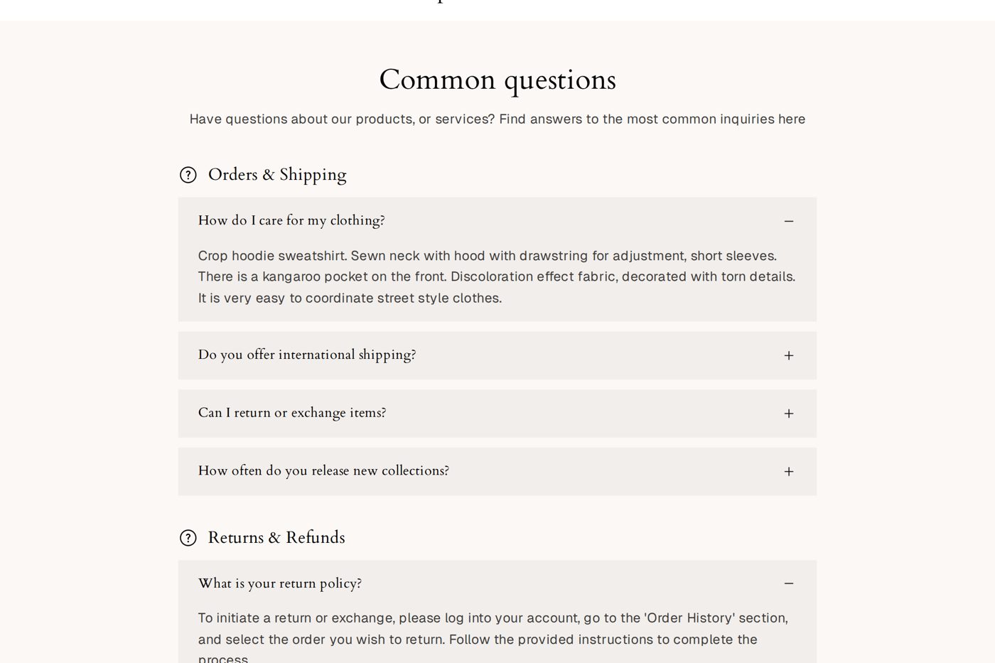 FAQ & accordions